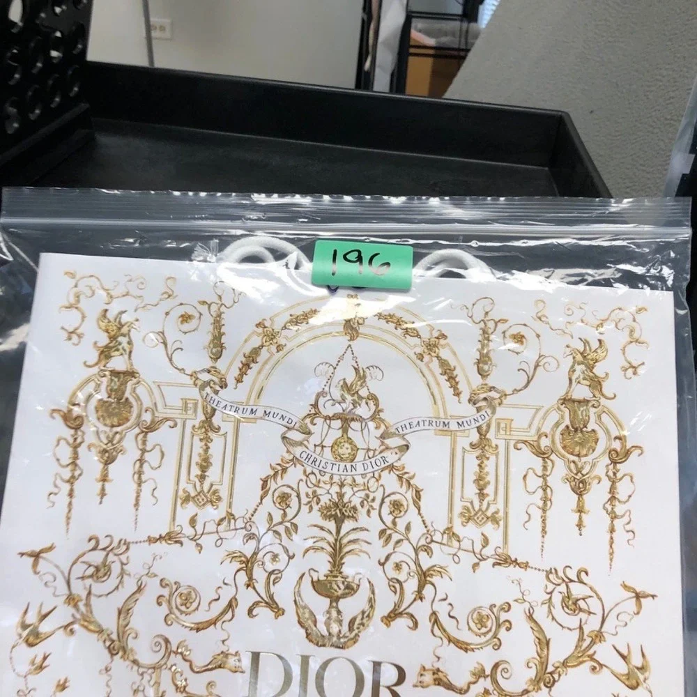 Dior Shopping Bag White Gold Ornate Theatrum Mundi Star Charm Large 17x14x6.5